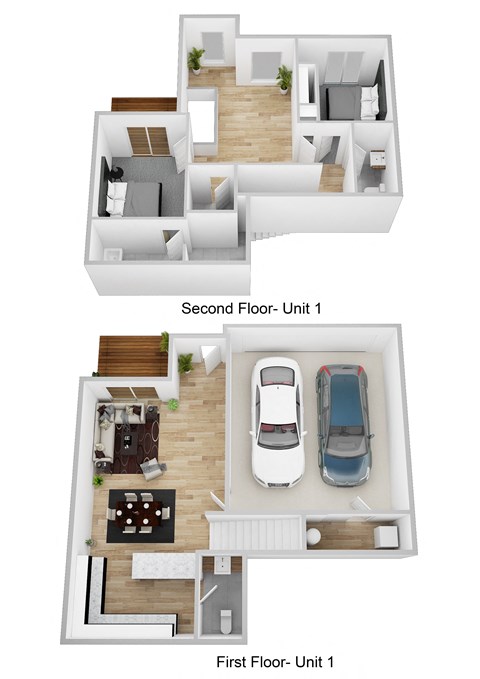 2 bedroom townhome floor plan